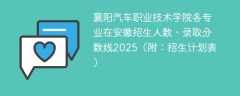襄阳汽车职业技术学院各专业在安徽招生人数、录取分数线2025（附：招生计划表）