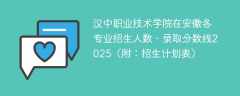 汉中职业技术学院在安徽各专业招生人数、录取分数线2025（附：招生计划表）