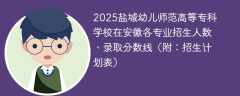 2025盐城幼儿师范高等专科学校在安徽各专业招生人数、录取分数线（附：招生计划表）