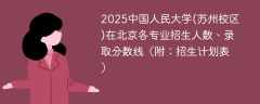 2025中国人民大学(苏州校区)在北京各专业招生人数、录取分数线（附：招生计划表）