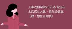 上海戏剧学院2025各专业在北京招生人数、录取分数线（附：招生计划表）