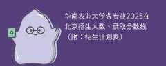 华南农业大学各专业2025在北京招生人数、录取分数线（附：招生计划表）
