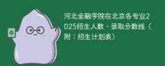 河北金融学院在北京各专业2025招生人数、录取分数线（附：招生计划表）