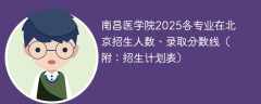 南昌医学院2025各专业在北京招生人数、录取分数线（附：招生计划表）