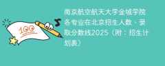 南京航空航天大学金城学院各专业在北京招生人数、录取分数线2025（附：招生计划表）