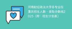 河南财经政法大学各专业在重庆招生人数、录取分数线2025（附：招生计划表）