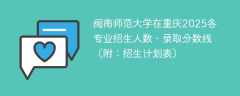 闽南师范大学在重庆2025各专业招生人数、录取分数线（附：招生计划表）