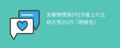 安徽物理类595分能上什么好大学2025（附排名）